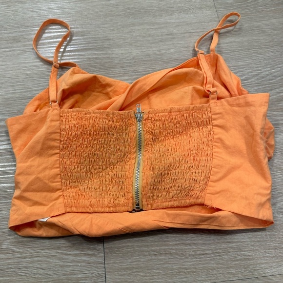 MABLE Orange Cotton Crossover Crop Top - Picture 3 of 3